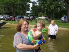 Wearing a size 3X into the water with my grandson, ashamed to wear a bathing suit!  July 21st, one week before my band! Could not wait!