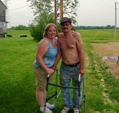 me and my grandpa 
having a cook out on the farm
