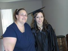 Me... with my daughter-in-law (almost). Me, Makayla (her graduation, May 2009!)