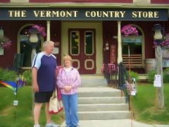Hubby and I outside the Vermont Country Store.  In my "baggy" jeans and flannel shirt.
