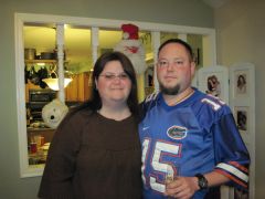 Me and my husband on New Years. I had already made the decision and was waiting for my preop appointment. I am tipping the scales at about 280-285 here. I hate HATE HATE that double chin.