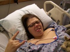 day of my surgery-
november 21, 2008 (i'm all jacked up on morphine in this pic ;)