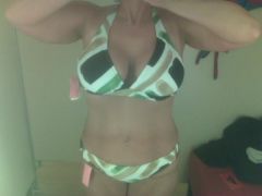 Taking a picture of my new bathing suit.... Wanted my hubby's approval b4 i bought it... Down 111 pnds!!
