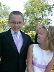 My son Shane, the Ring Bearer, and my cousin Allyson, the Flower Girl (I can dress him up but I can't take him out...lol!)