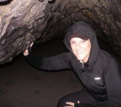 Hiking down inside the Lava Tubes at Ape Caves on Mt. St. Helens, WA