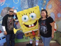 my son, husband and me at universal studios.