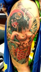 2nd session mermaid tattoo left thigh - 15 June 2013