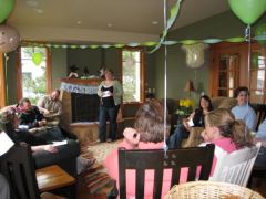 Talking at the baby shower I threw for my brother and his gf