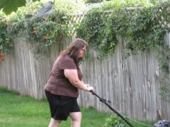 Me mowing lawn