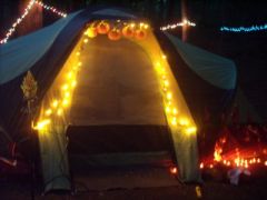 Our tent at night...