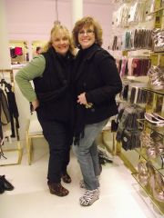 My frien Becky and I - trying on shoes on Fifth Avenue