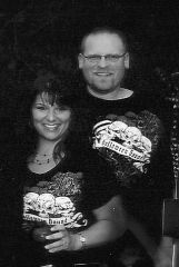 This my hubby and I at Knotts Scary Farm on October 9th 08. I am down 59lbs from my surgery date of 3/6/08.