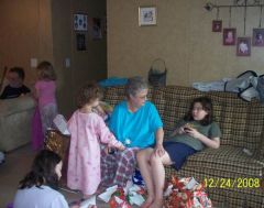 Mom and girls at Christmas 2008