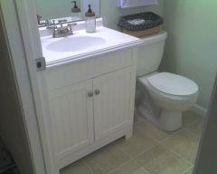 Our pretty new vanity/toilet/floor