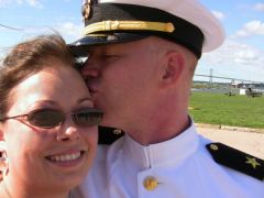 summer of 2010 @ 184 lbs. and my awesome husband who is now a commissioned naval officer!