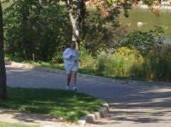 Here I am at the half way mark. My family was there to cheer me on and my son proudly passed me some water.