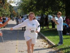 Here I am at the finish line! I ran the full 5k non-stop... no walking. My time was 44:02, which is really slow, but a huge accomplishment for me! 12 weeks ago I couldn't run 60 sec without sucking air. Now I can run 45 min and more!!!!