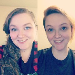 My face, 1 year apart